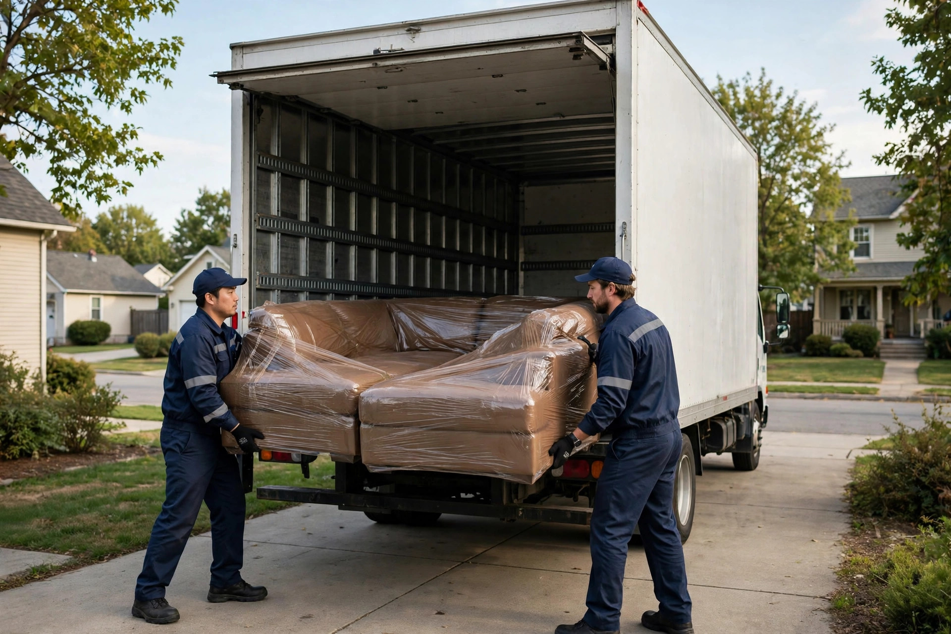 Muebles sobredimensionados en un almacén en el extranjero
