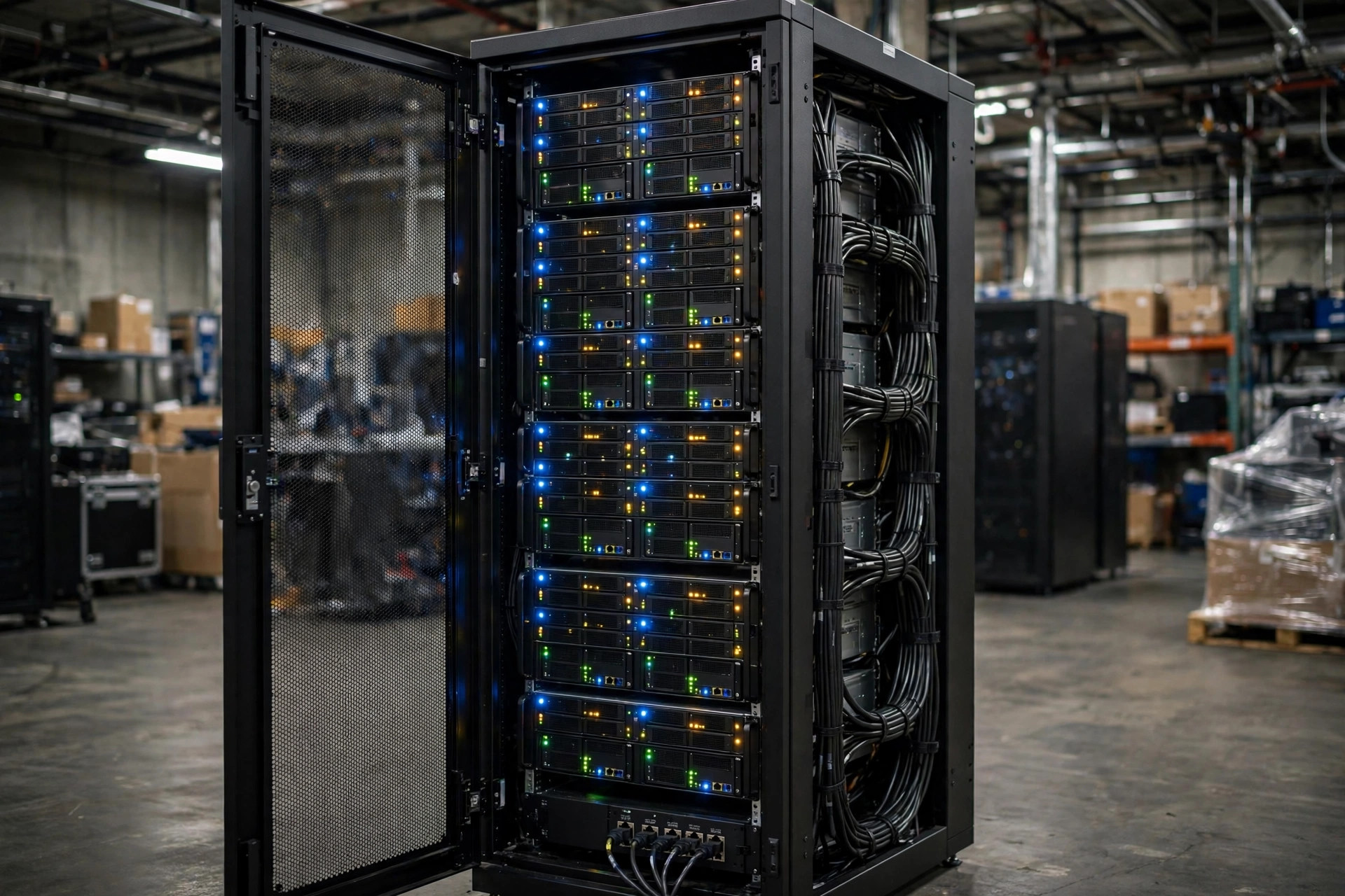 Redundant server cabinets in a warehouse IT room