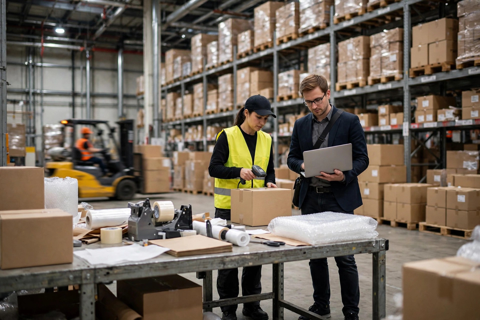 Systems engineer reviewing a warehouse control room dashboard