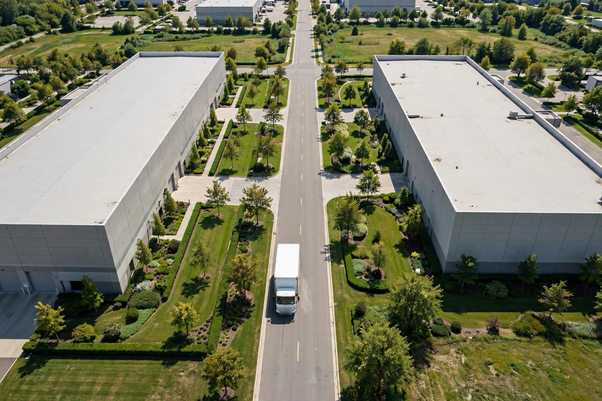 Early-morning cross-warehouse transfer between two distribution centers
