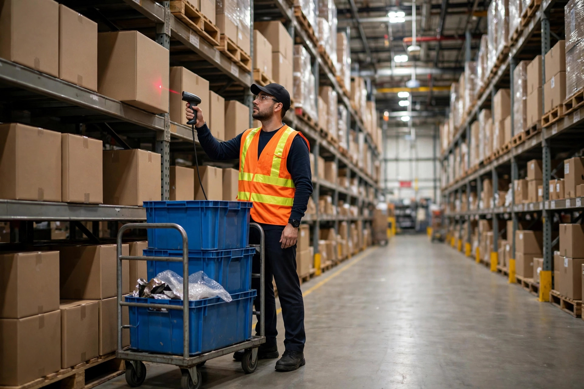WES dispatch console and picker executing assigned tasks