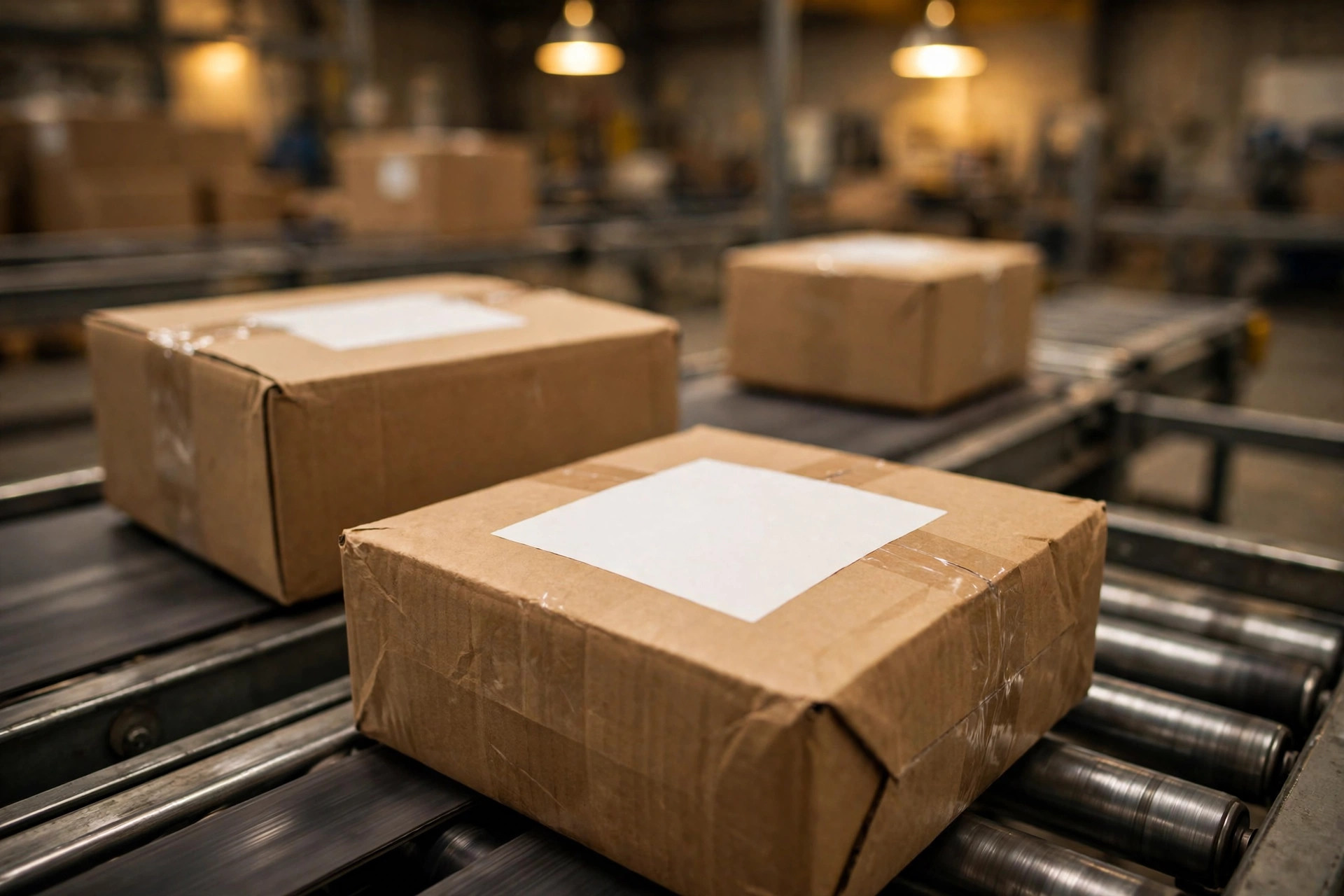 Poste d'emballage préparant des colis de vêtements