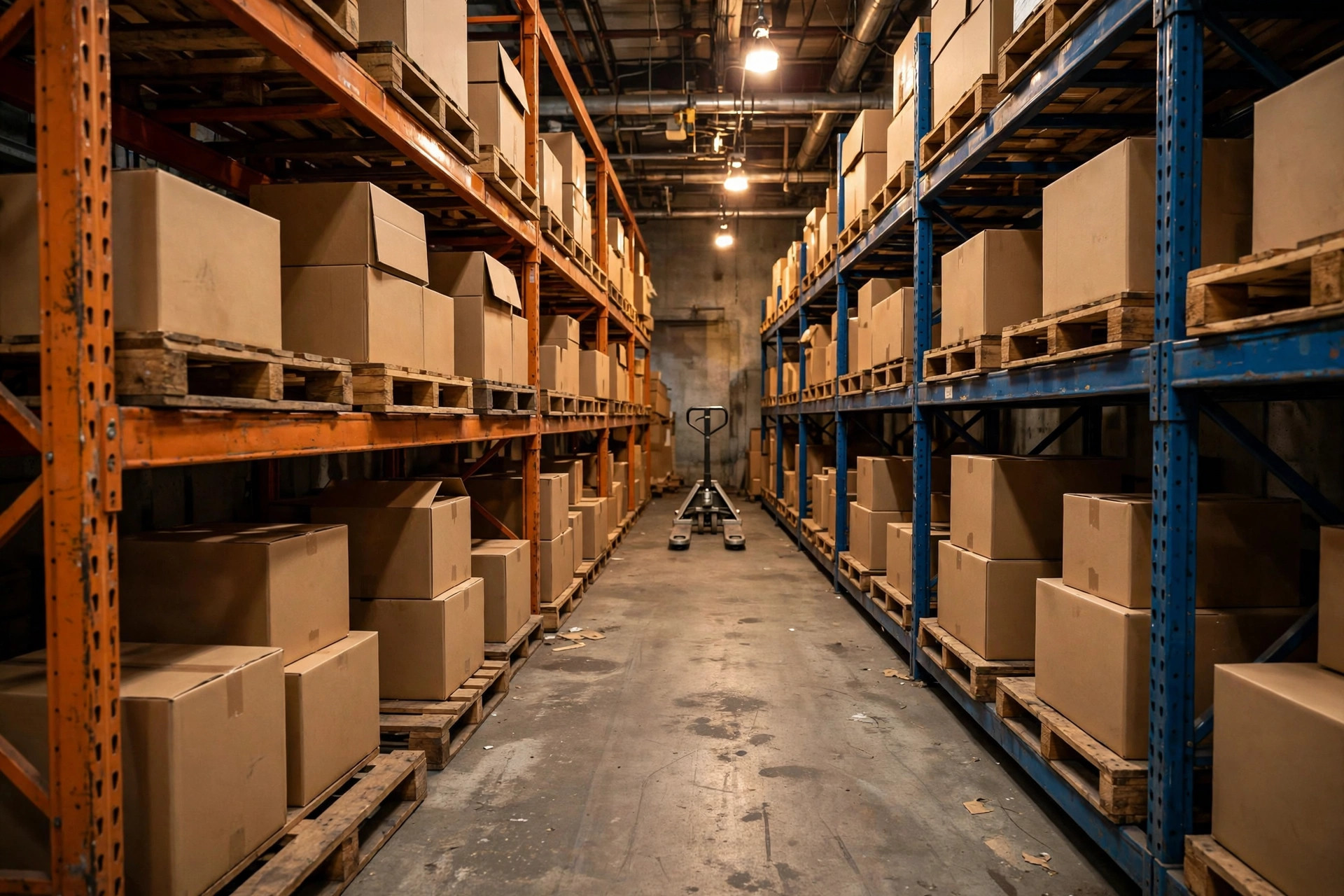 Racking area in a small warehouse