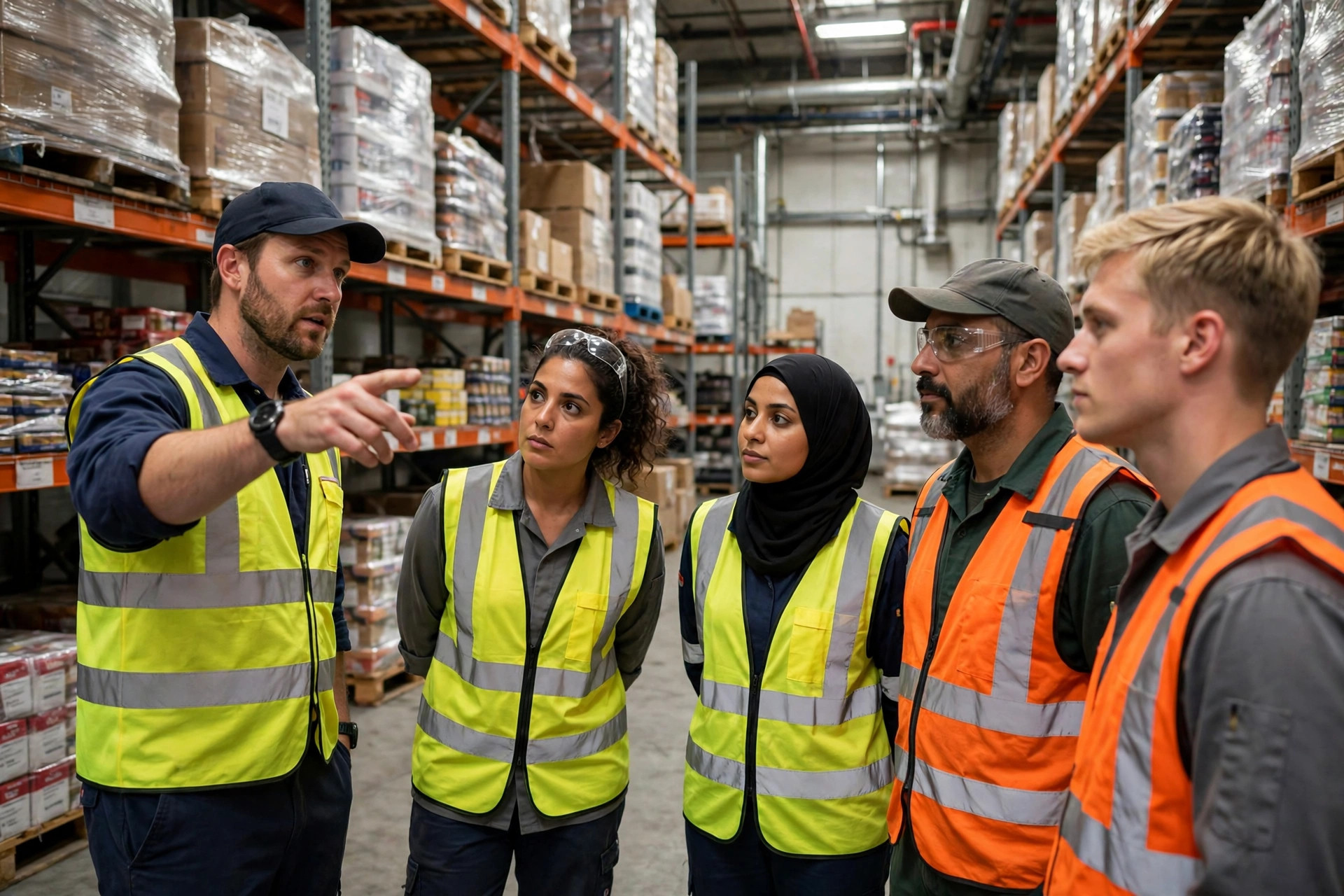 WMS training session on the warehouse floor
