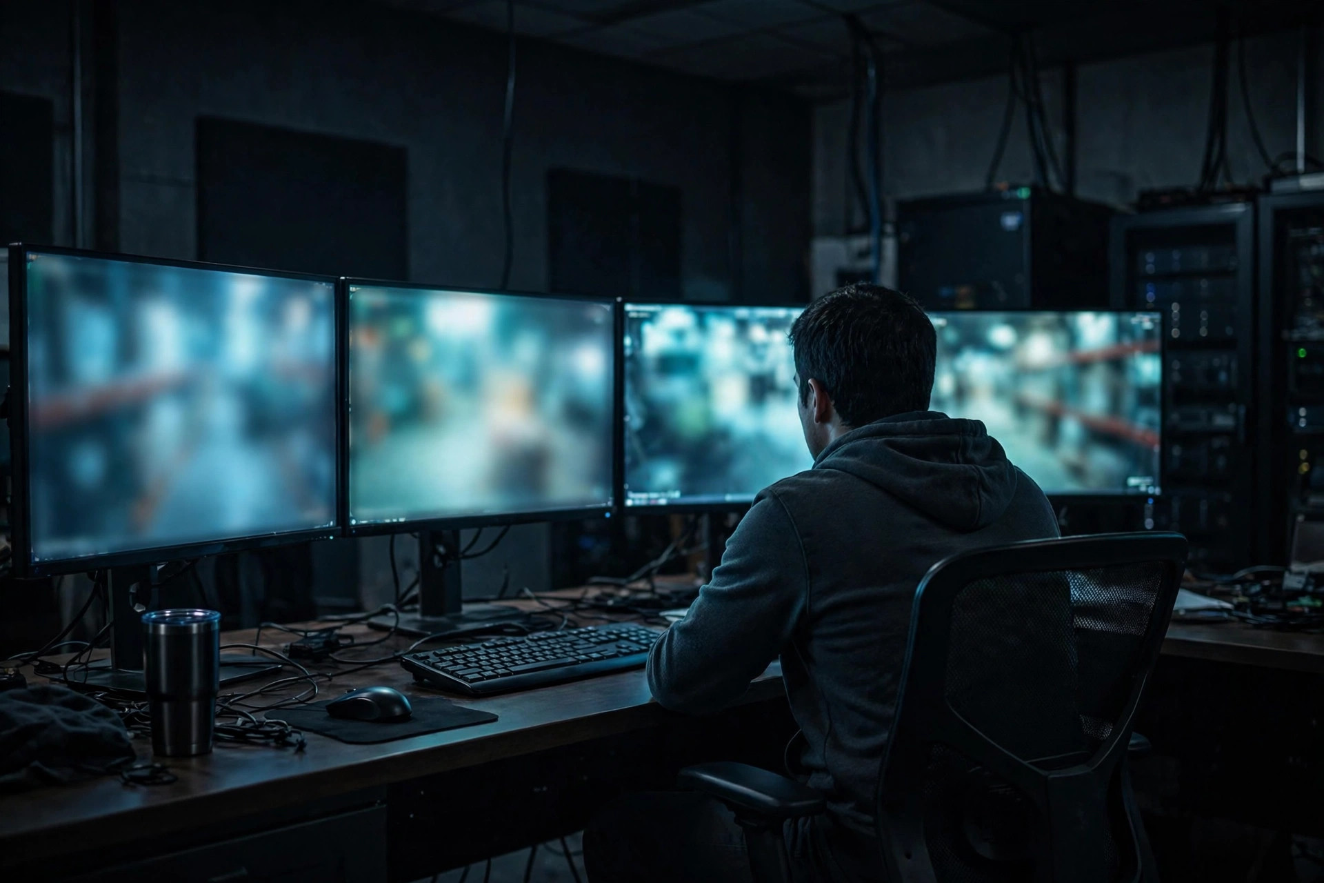 Personal de la sala de guerra observando el tablero de monitoreo durante un go-live de WMS