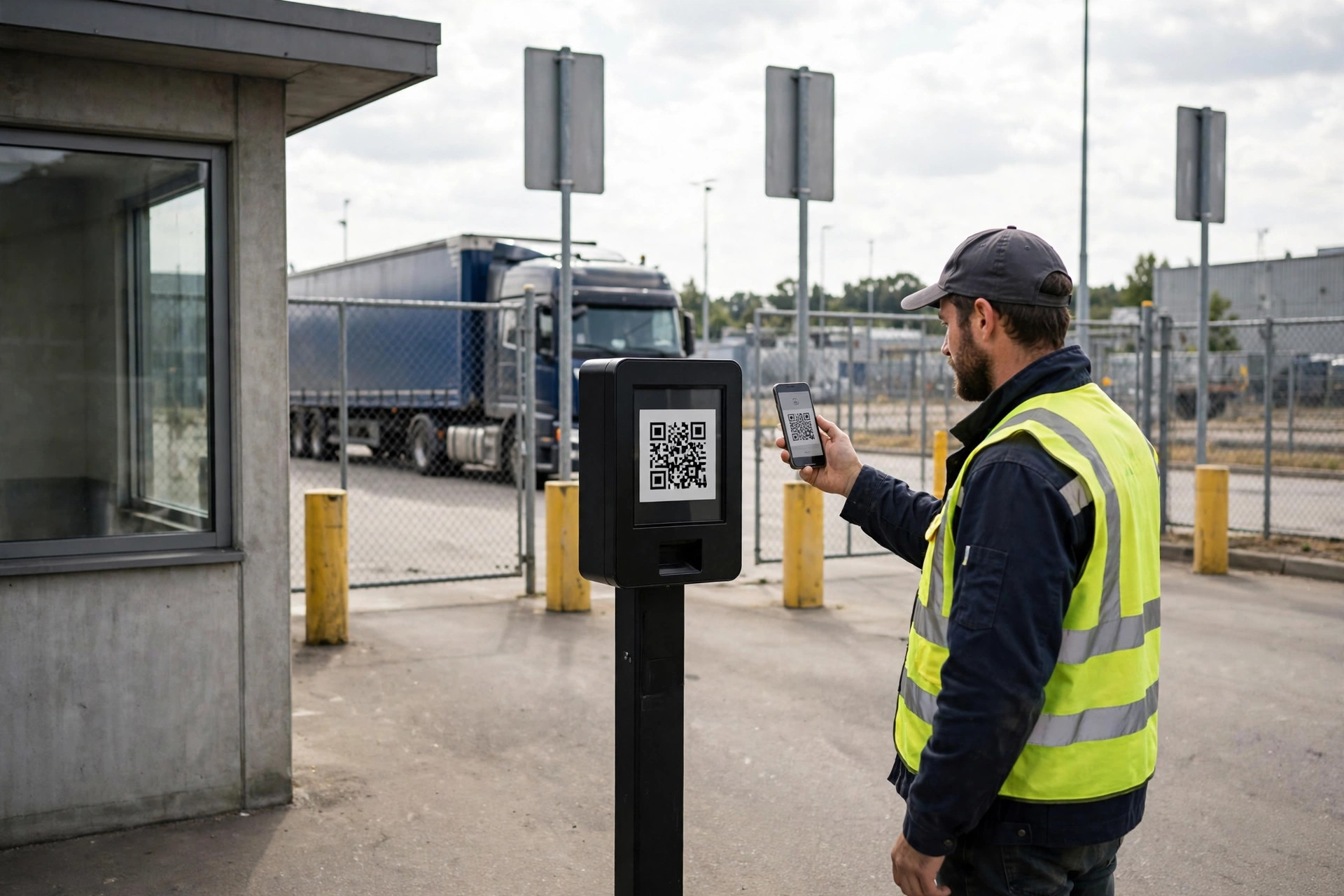 Check-in automatique à l'entrée : laissez les chauffeurs scanner leur passage et libérez votre guérite